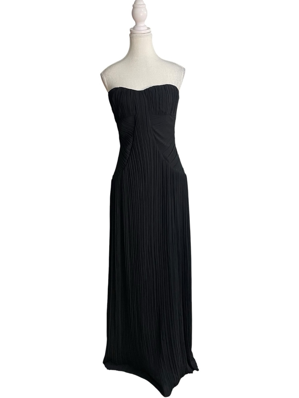 Lulus Narasha Pleated Strapless Drop Waist Maxi Dress Gown Black